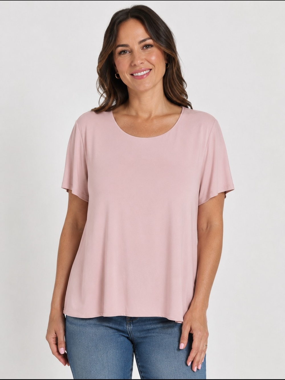 Yogalicious 2X Women's Scoop Neck Short Sleeve Top - Blush Pink